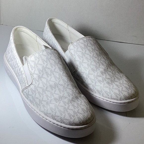 MICHAEL Michael Kors Keaton Slip-On (White Mini MK Logo Coated Canvas/Nappa) - Picture 10 of 16
